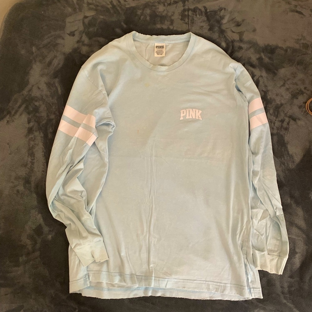 VS PINK long sleeve top Size L, 2-3 stains. Look at all pics. As is